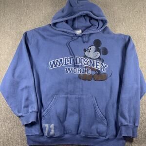 Vintage 90s Walt Disney World Pullover Mickey Mouse Blue Large Stitched Letters